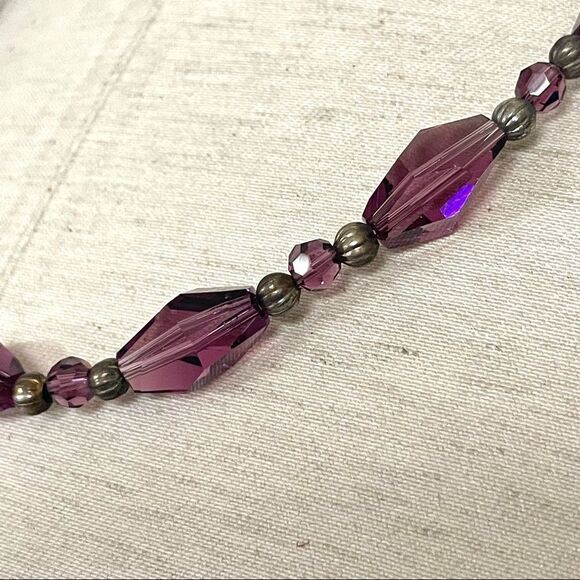 Purple Swarovski Crystal antique silver plated necklace and earrings - Picture 8 of 16